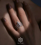 Triple Crown Ring in 925 Silver with High - Quality Simulated Diamonds - Ash & Harry