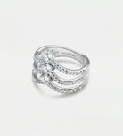 Triple Crown Ring in 925 Silver with High - Quality Simulated Diamonds - Ash & Harry