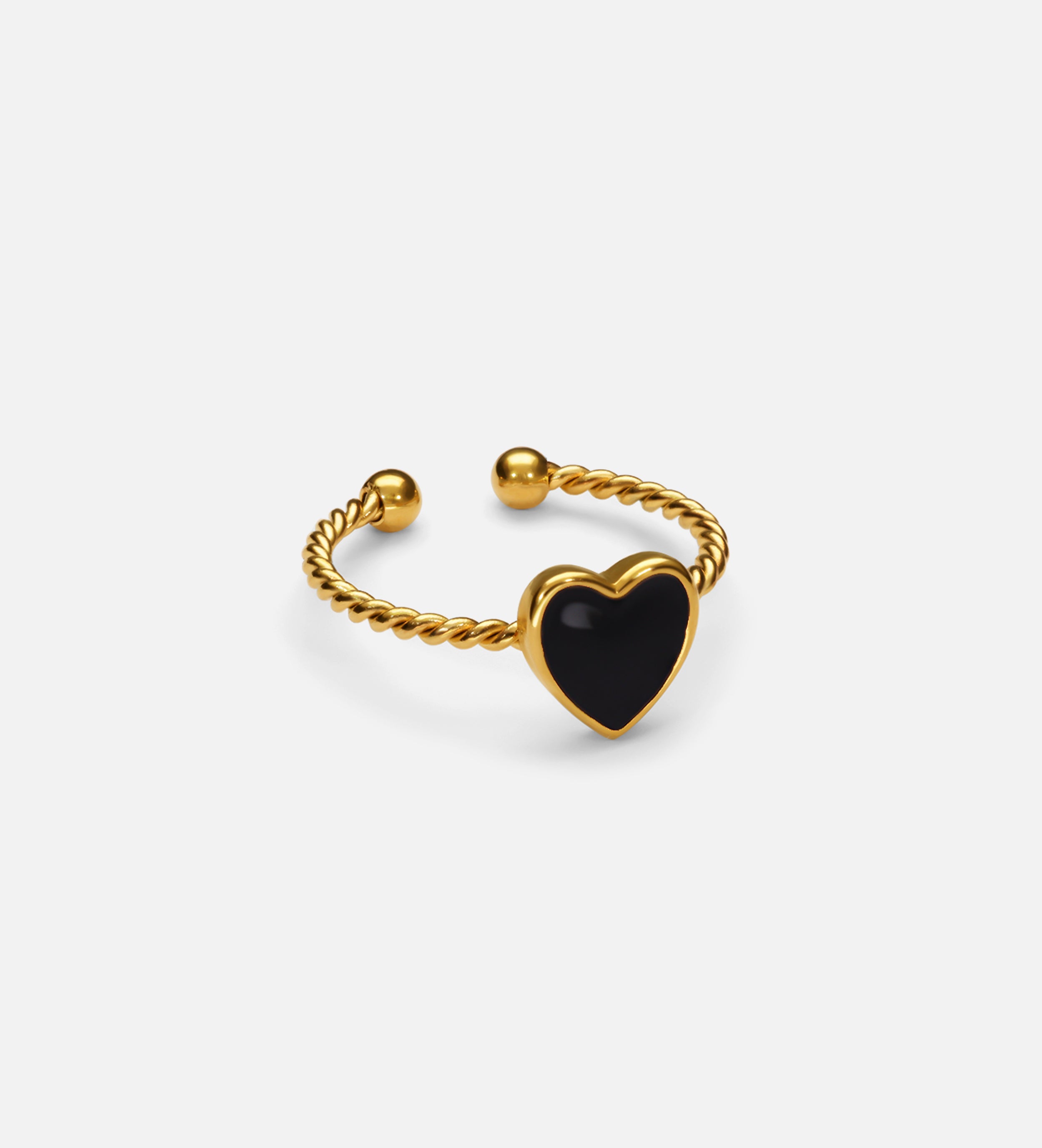 Twisted Heart Open Ring in Black - Ash & Harry