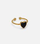 Twisted Heart Open Ring in Black - Ash & Harry