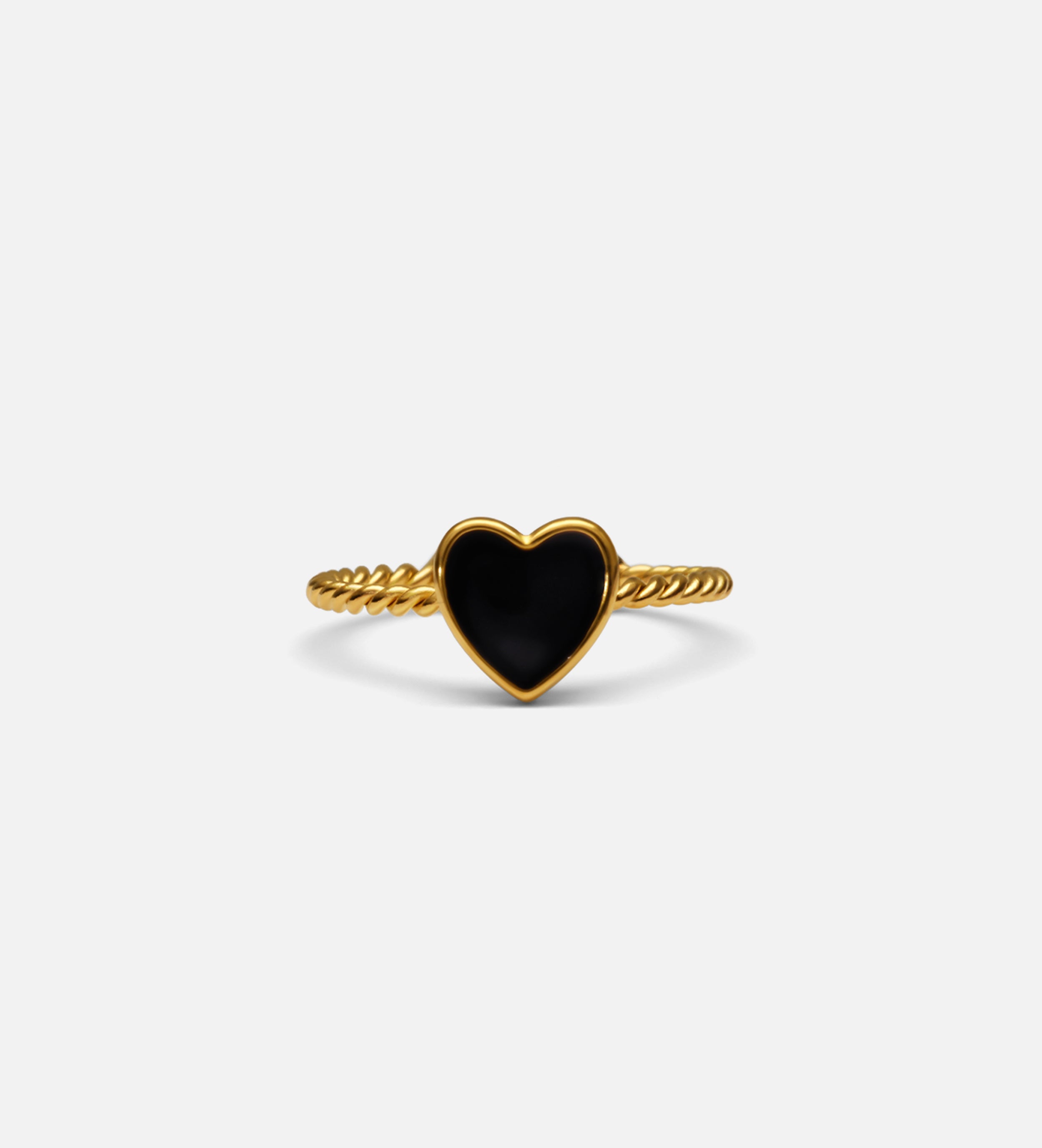 Twisted Heart Open Ring in Black - Ash & Harry