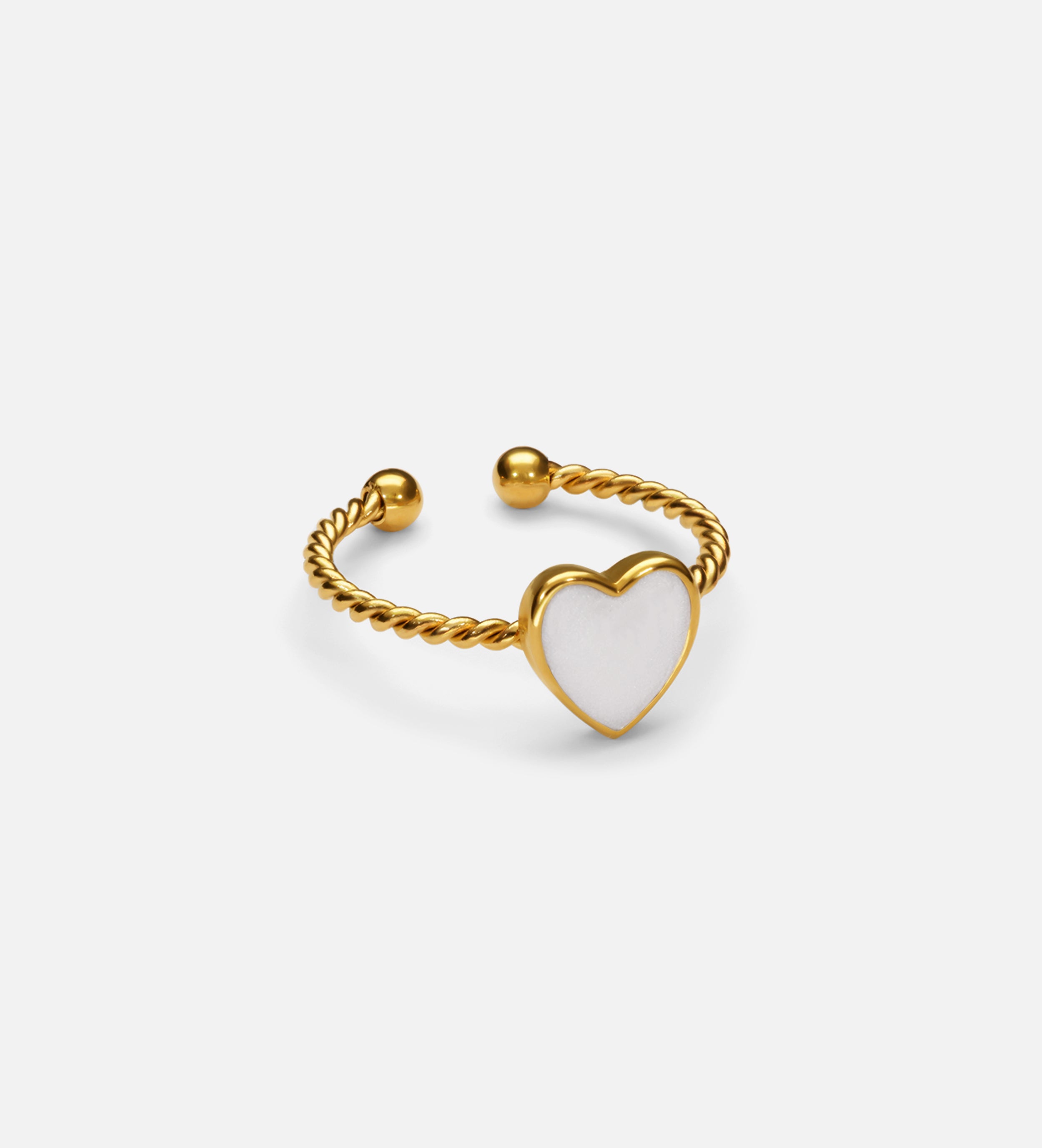 Twisted Heart Open Ring in White - Ash & Harry