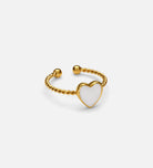 Twisted Heart Open Ring in White - Ash & Harry
