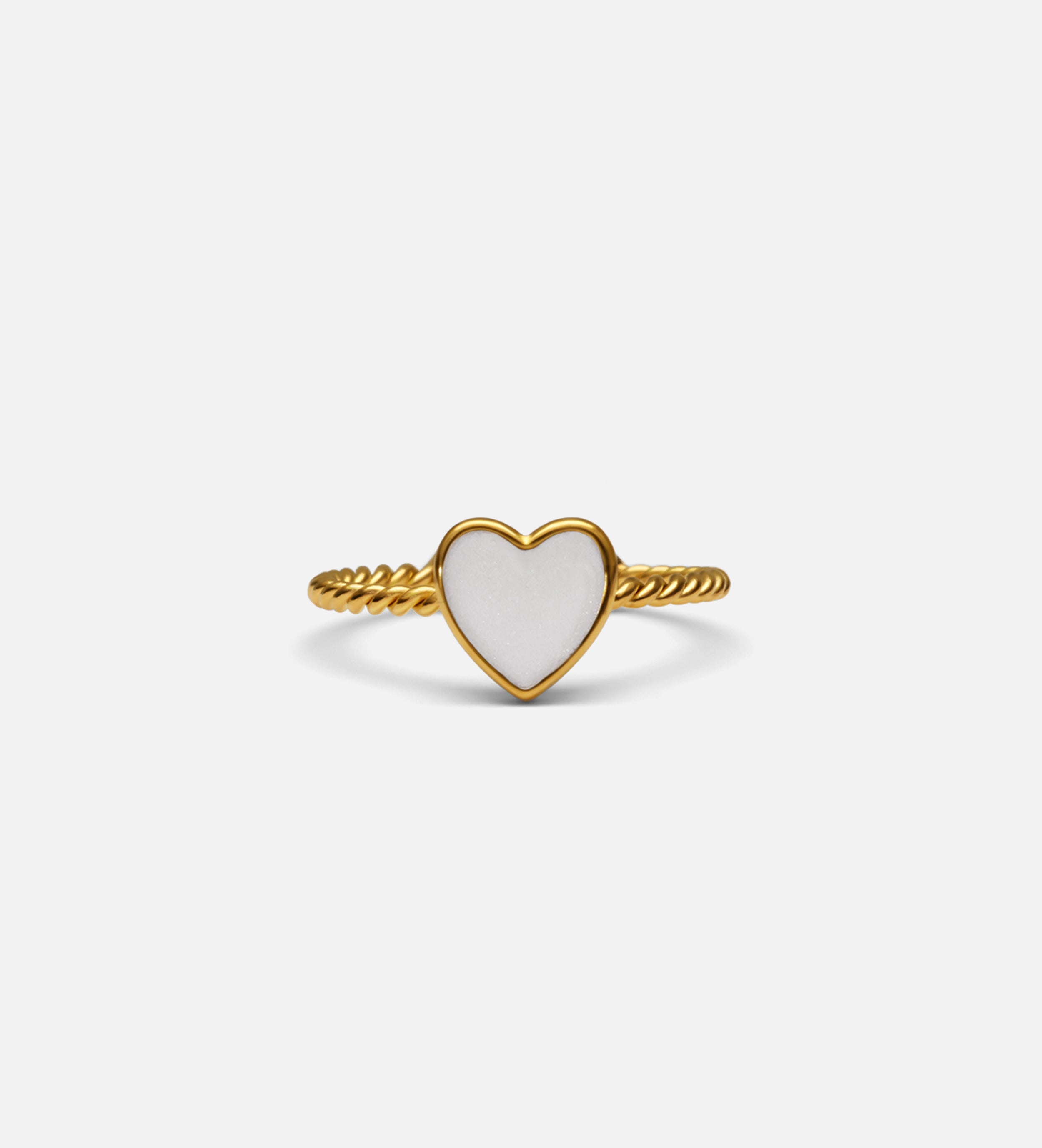 Twisted Heart Open Ring in White - Ash & Harry