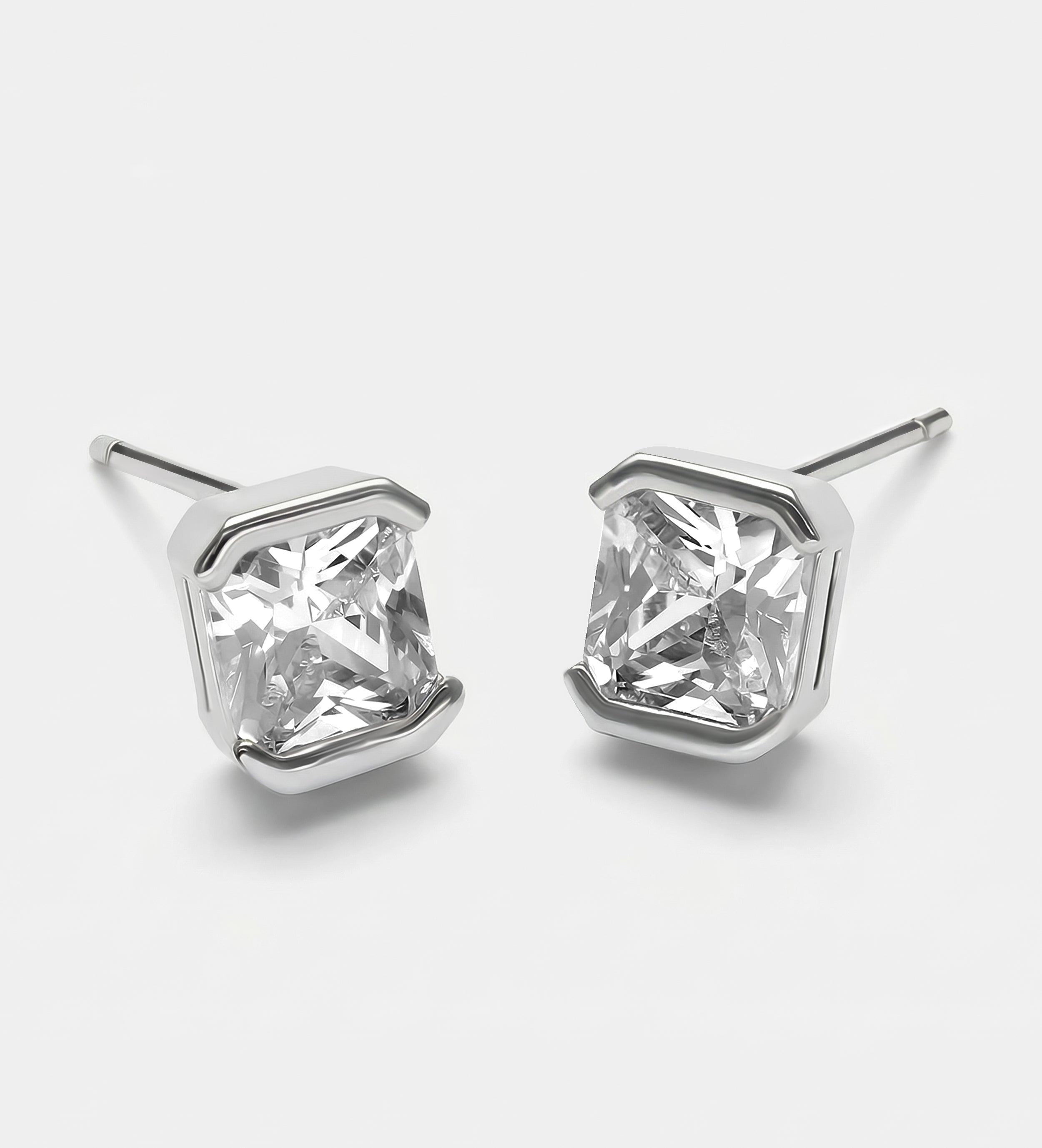 Urban Square Studs With High Quality Simulated Diamonds - Ash & Harry
