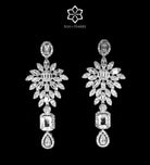Verona Art Deco Long Chain Statement Set with Emerald - Cut Simulated Diamond Centerpiece in Rhodium Plated Finish - Ash & Harry