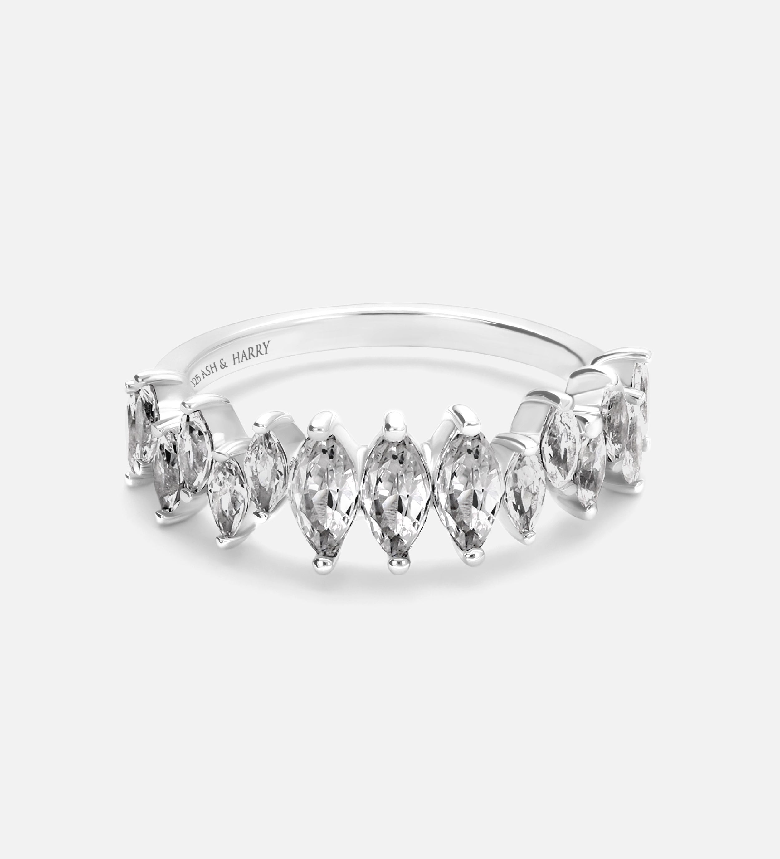 Verona Marquise Ring in 925 Silver with High - Quality White Simulated Diamonds - Ash & Harry