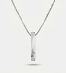 Vertical Bar Necklace in Rhodium Plating on 925 Silver - Ash & Harry