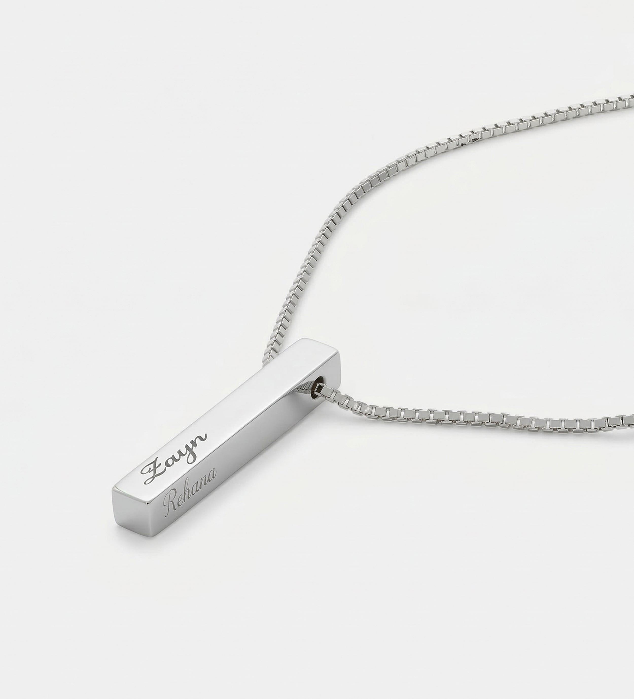 Vertical Bar Necklace in Rhodium Plating on 925 Silver - Ash & Harry