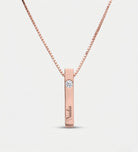 Vertical Bar Necklace With 0.25CT Lab Diamond in 18K Rose Gold Plating on 925 Silver - Ash & Harry
