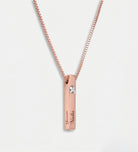 Vertical Bar Necklace With 0.25CT Lab Diamond in 18K Rose Gold Plating on 925 Silver - Ash & Harry