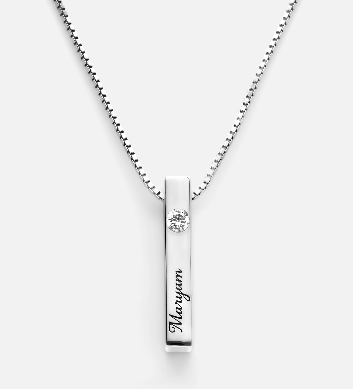Vertical Bar Necklace With 0.25CT Lab Diamond in Rhodium Plating on 925 Silver - Ash & Harry