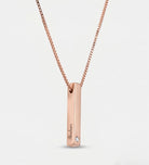 Vertical Bar Necklace With Lab Diamond in 18K Rose Gold Plating on 925 Silver - Ash & Harry