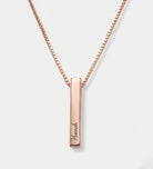 Vertical Bar Necklace With Lab Diamond in 18K Rose Gold Plating on 925 Silver - Ash & Harry