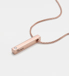 Vertical Bar Necklace With Lab Diamond in 18K Rose Gold Plating on 925 Silver - Ash & Harry