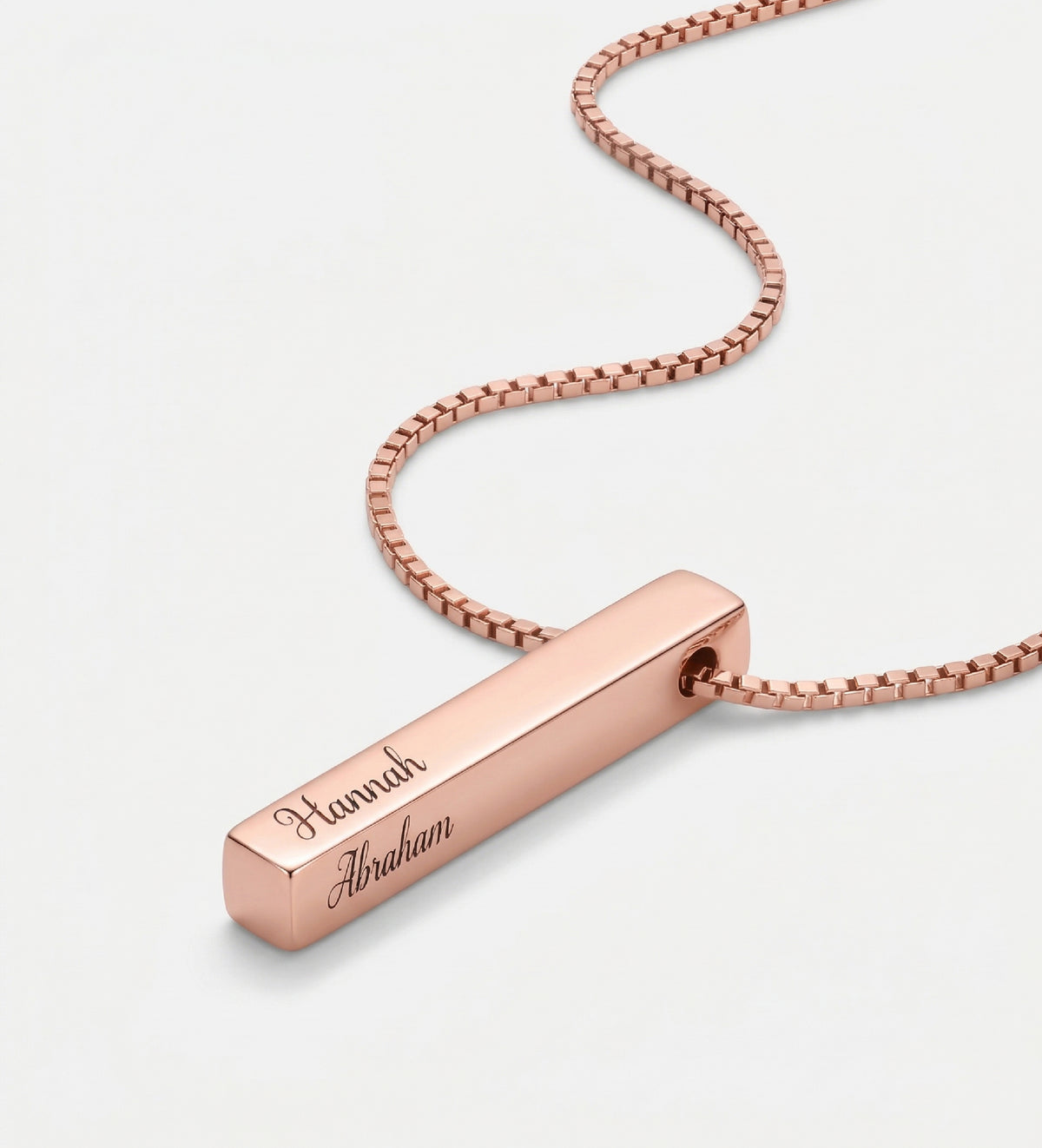 Vertical Bar Necklace With Lab Diamond in 18K Rose Gold Plating on 925 Silver - Ash & Harry