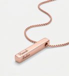 Vertical Bar Necklace With Lab Diamond in 18K Rose Gold Plating on 925 Silver - Ash & Harry