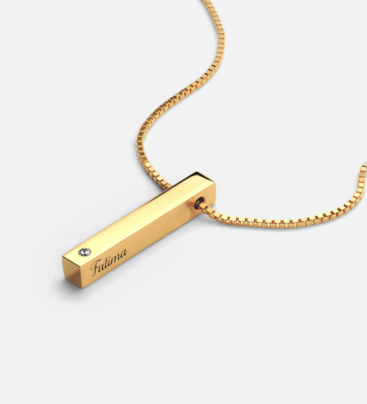 Vertical Bar Necklace With Lab Diamond in 18K Gold Plating on 925 Silver - Ash & Harry