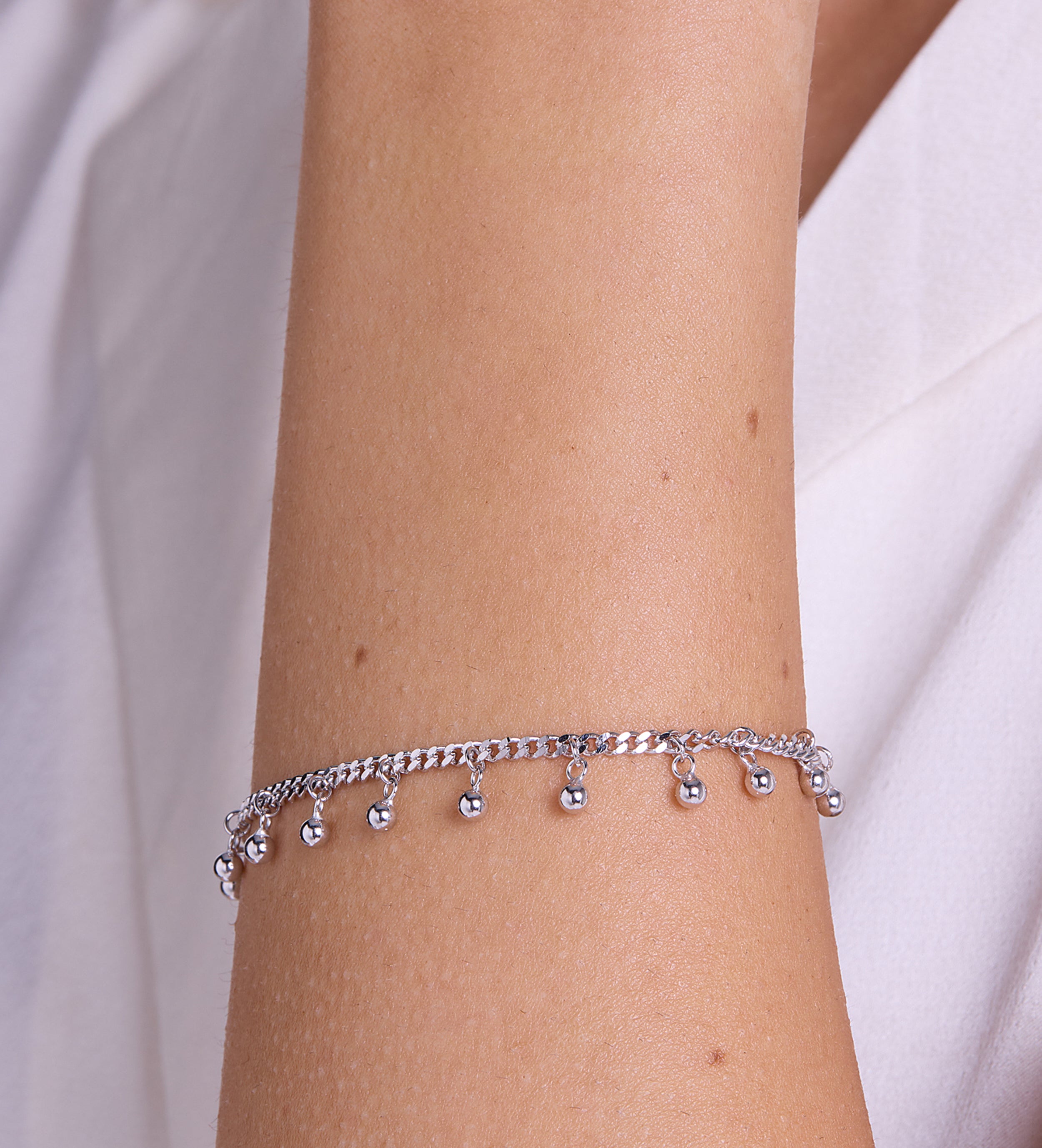 Dangling Dotted Bracelet in Rhodium Plating on 925 Silver - Ash & Harry