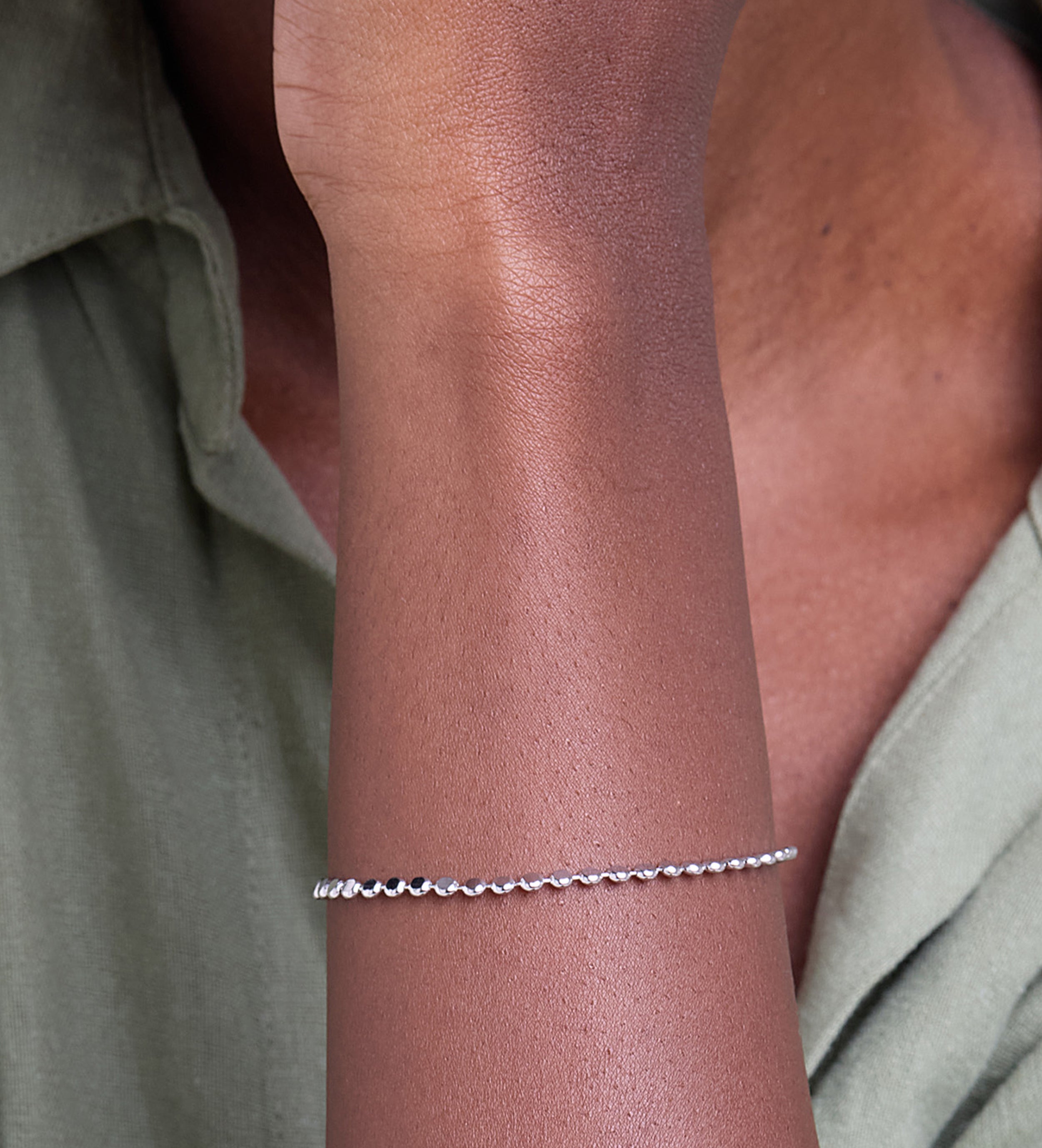 Flat Beaded Bracelet in Rhodium Plating on 925 Silver - Ash & Harry