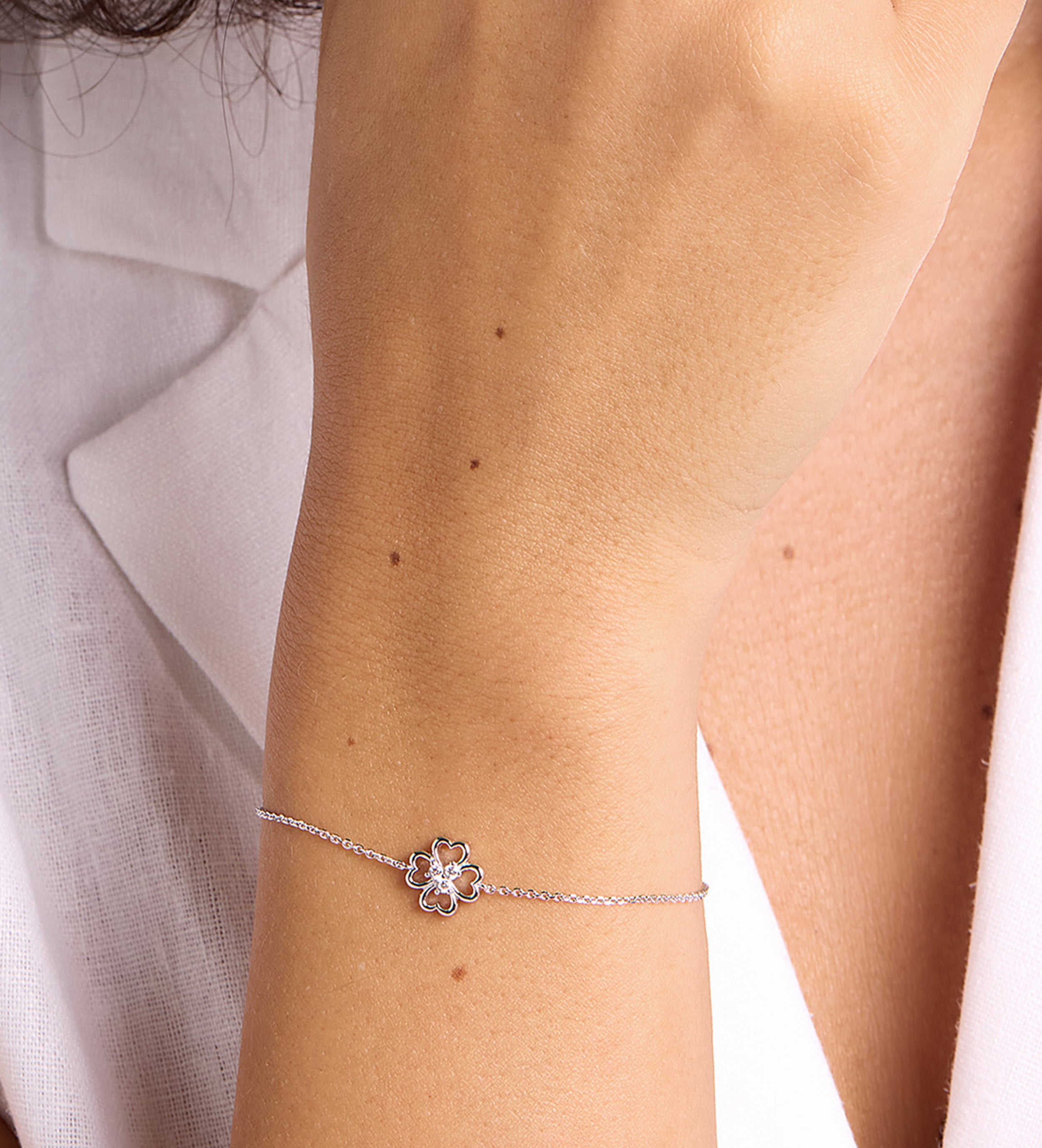 Lucky Clover Bracelet in Rhodium Plating on 925 Silver - Ash & Harry