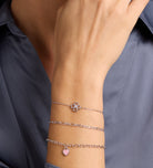 Pink Heart Chain Bracelet in Rhodium Plating on 925 Silver - Ash & Harry