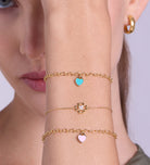 Turquoise Heart Chain Bracelet in 18k Gold Plating on 925 Silver - Ash & Harry