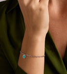 Turquoise Heart Chain Bracelet in Rhodium Plating on 925 Silver - Ash & Harry