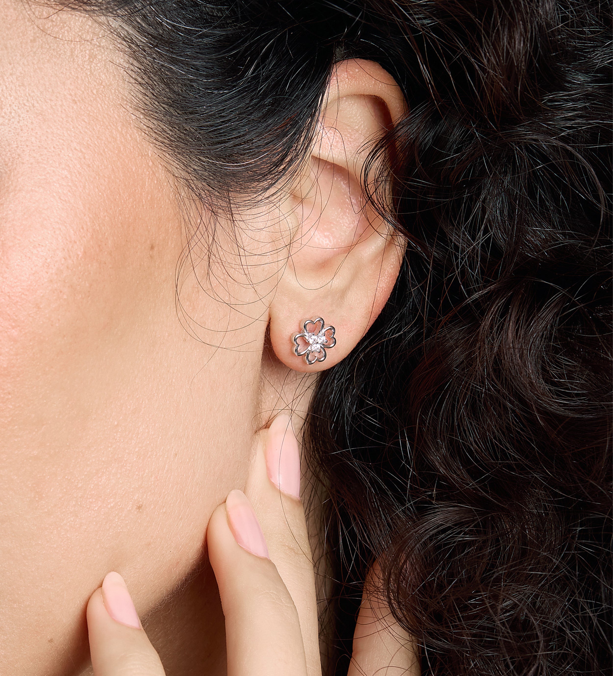 Lucky Clover Earrings in Rhodium Plating on 925 Silver - Ash & Harry