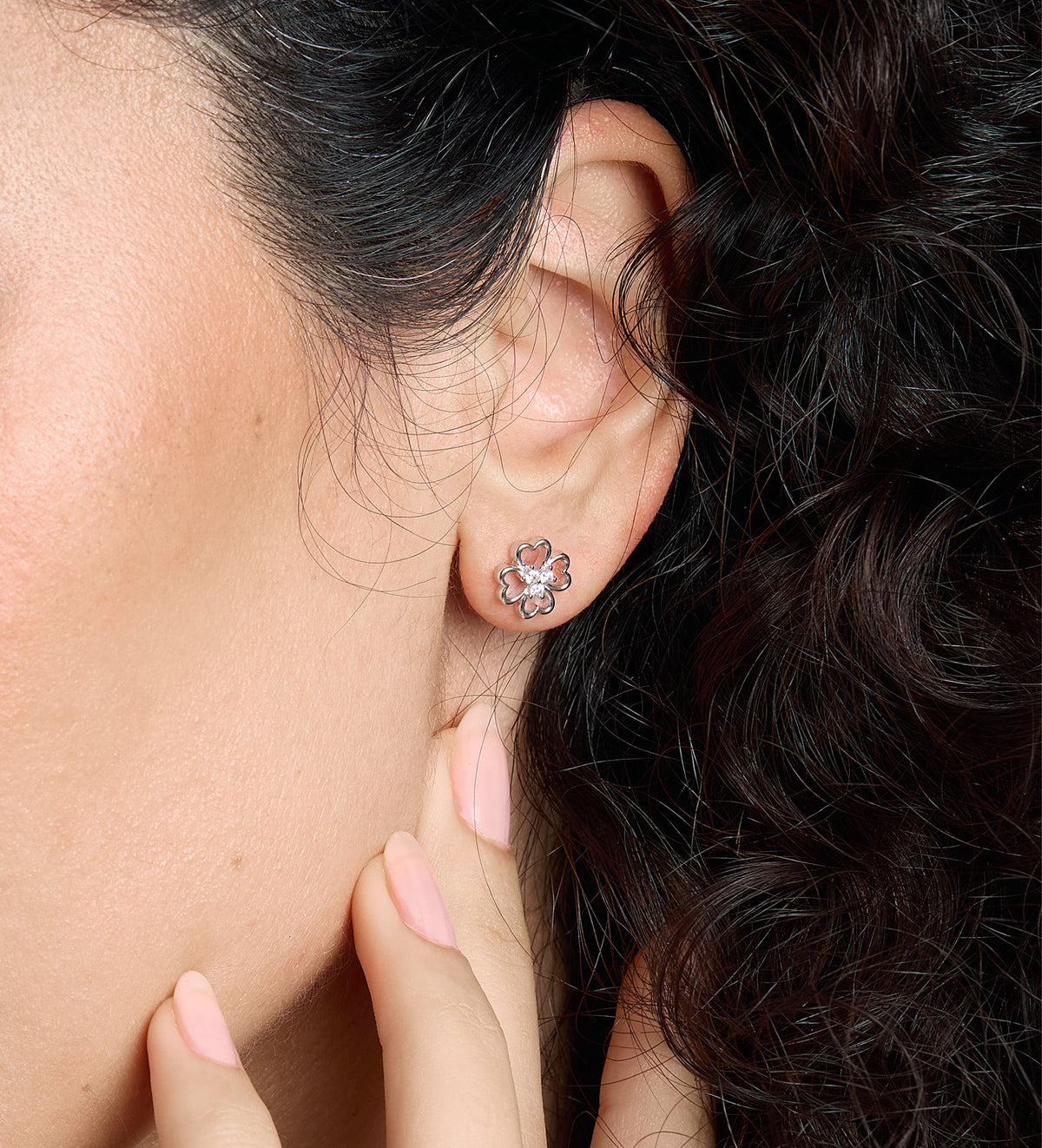 Lucky Clover Earrings in Rhodium Plating on 925 Silver - Ash & Harry