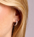 Double Huggie Earrings in Rhodium Plating on 925 Silver - Ash & Harry