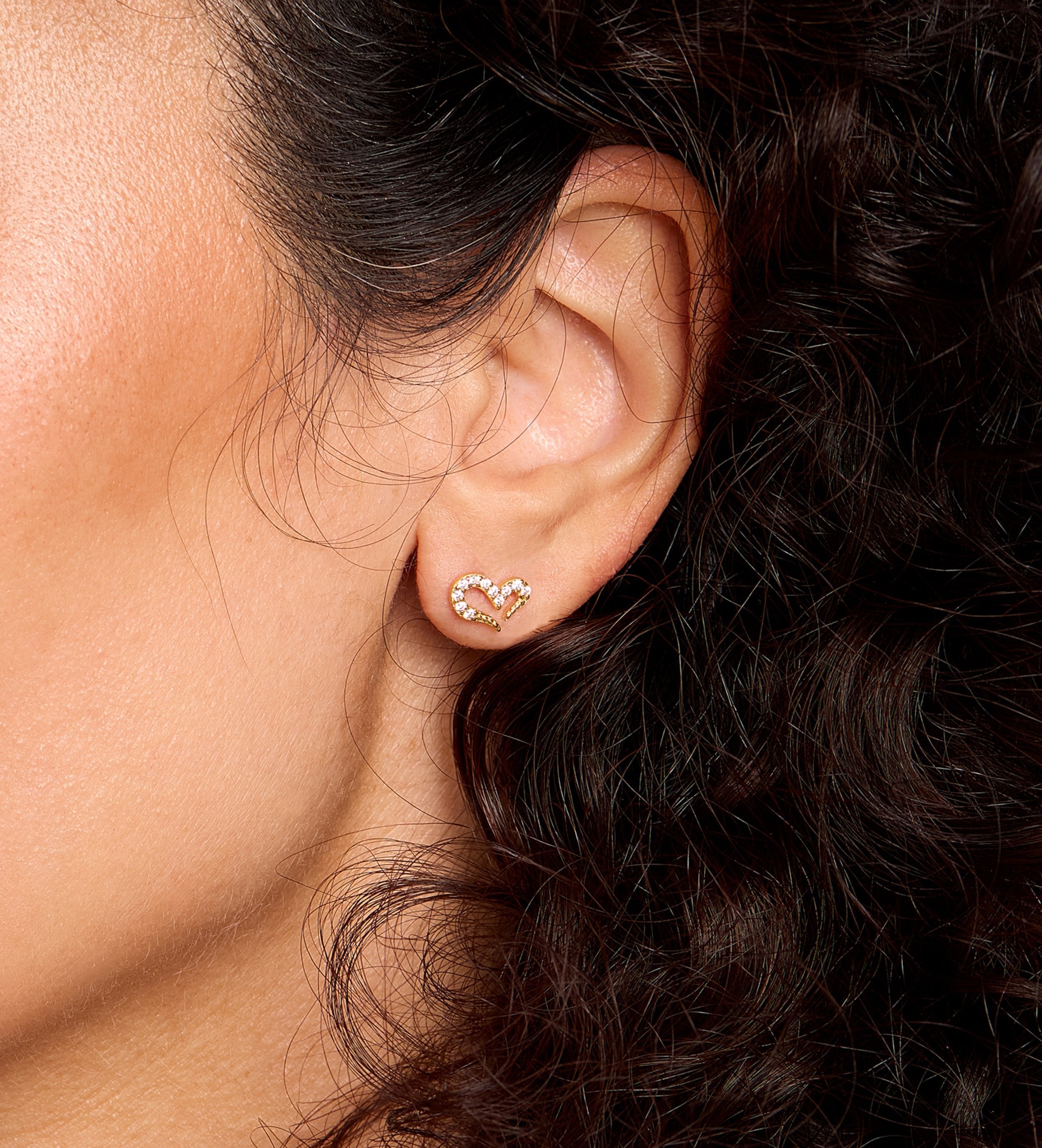 Pave Heart Earrings in 18k Gold Plating on 925 Silver - Ash & Harry