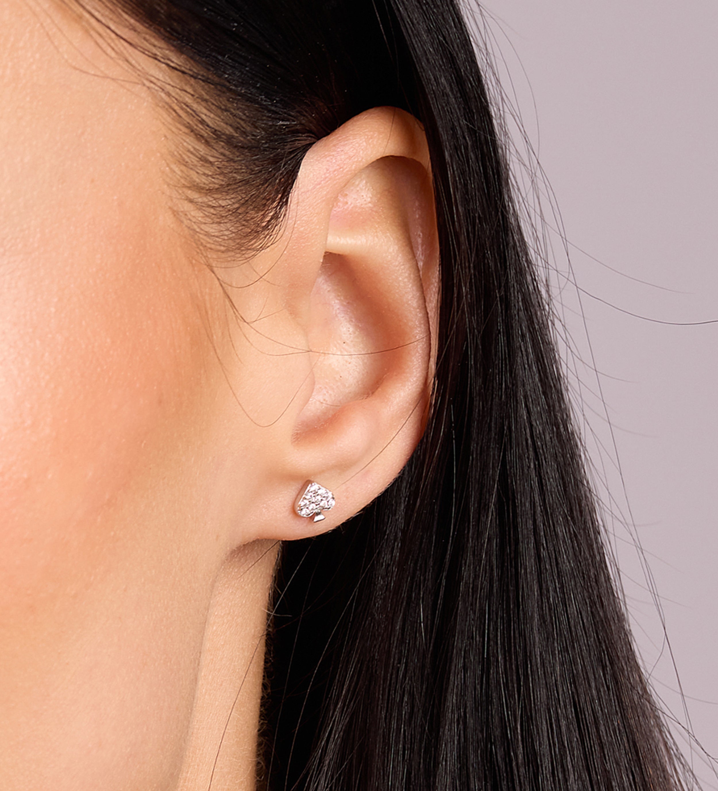 Pave Spade Earrings in Rhodium Plating on 925 Silver - Ash & Harry