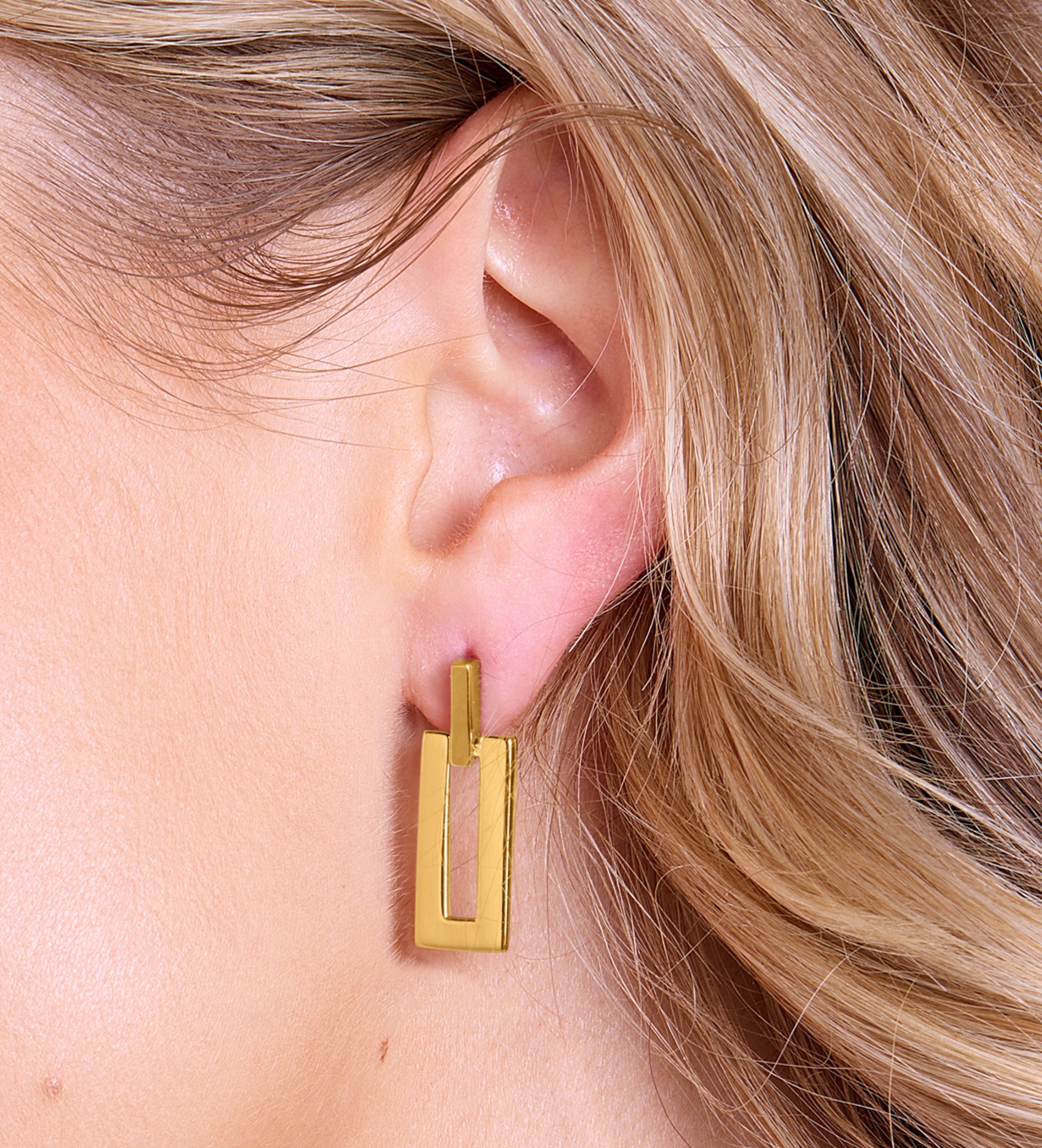 Rectangle Drop Earrings in 18k Gold Plating on 925 Silver - Ash & Harry