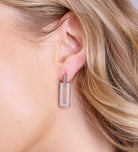 Rectangle Drop Earrings in Rhodium Plating on 925 Silver - Ash & Harry