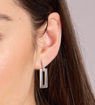 Rectangle Drop Earrings in Rhodium Plating on 925 Silver - Ash & Harry
