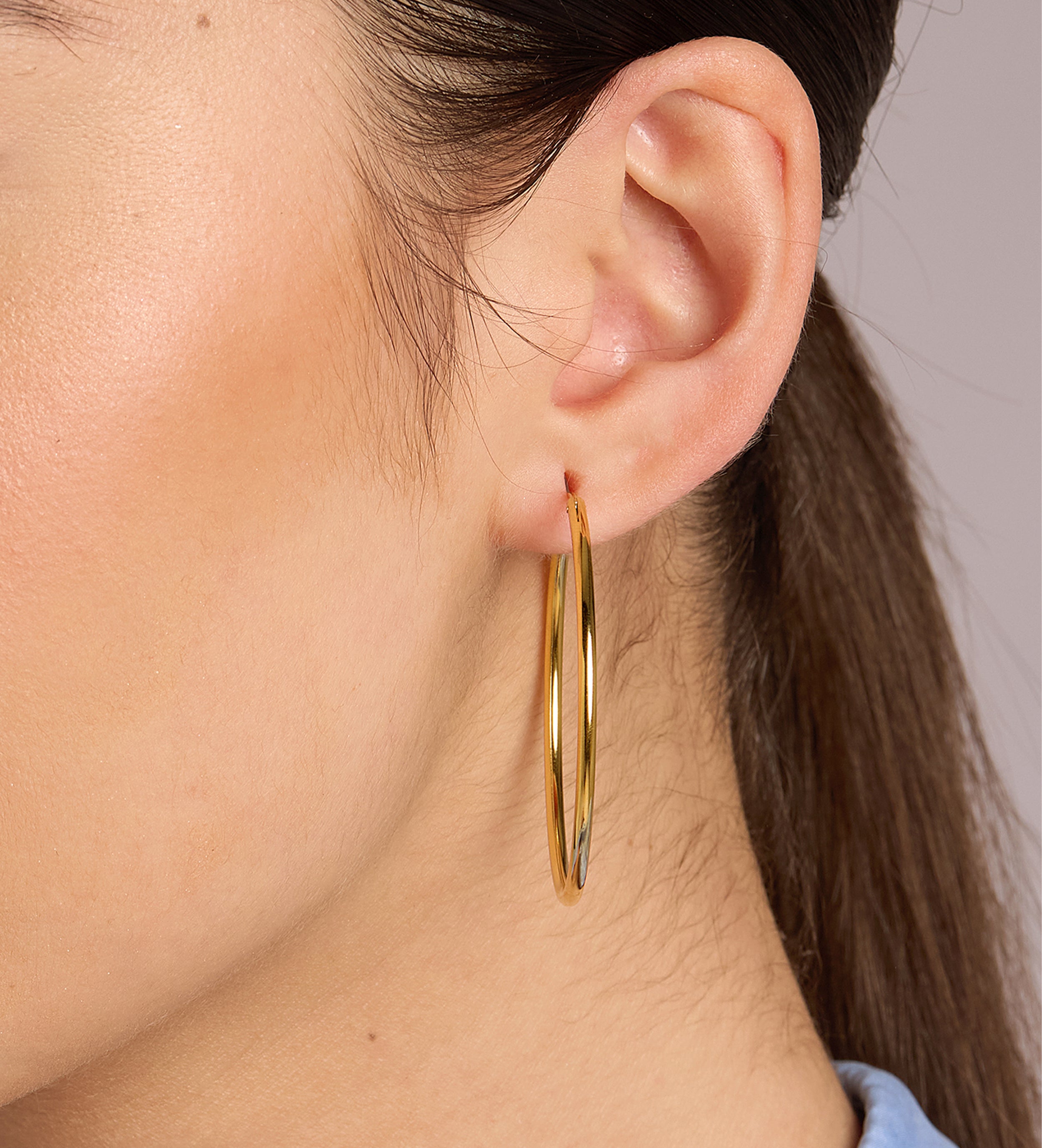 Thin Oversized Hoops in 18k Gold Plating on 925 Silver - Ash & Harry