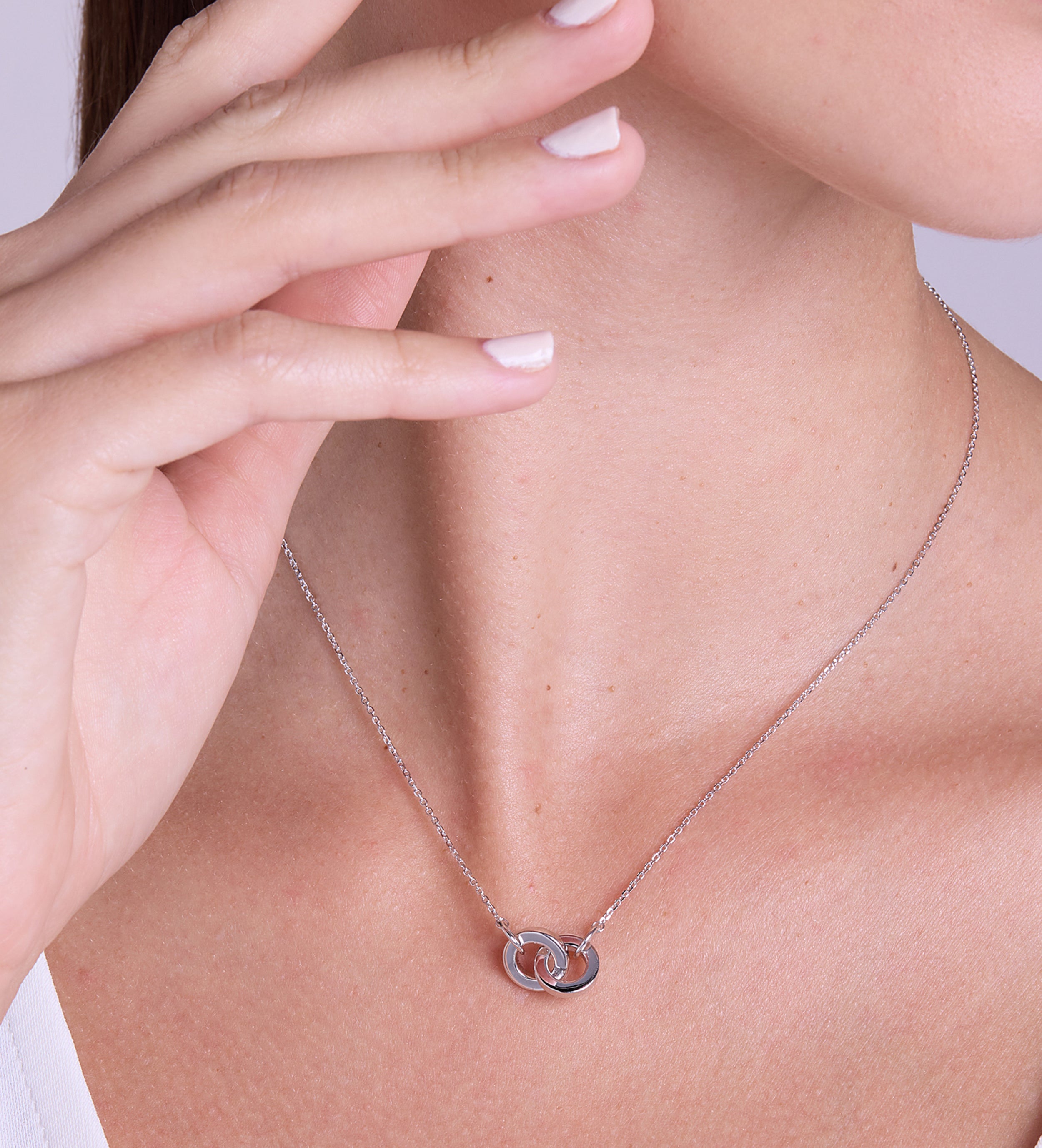 Two Rings Necklace in Rhodium Plating on 925 Silver - Ash & Harry