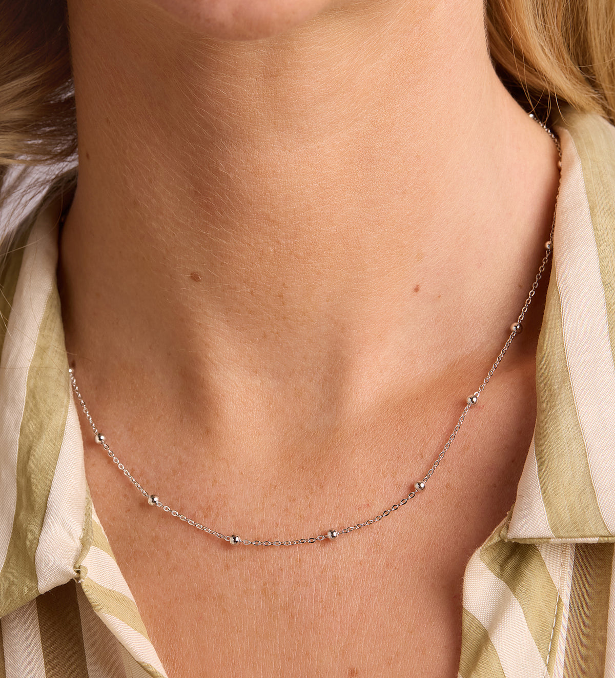 Dotted Chain Necklace in Rhodium Plating on 925 Silver - Ash & Harry