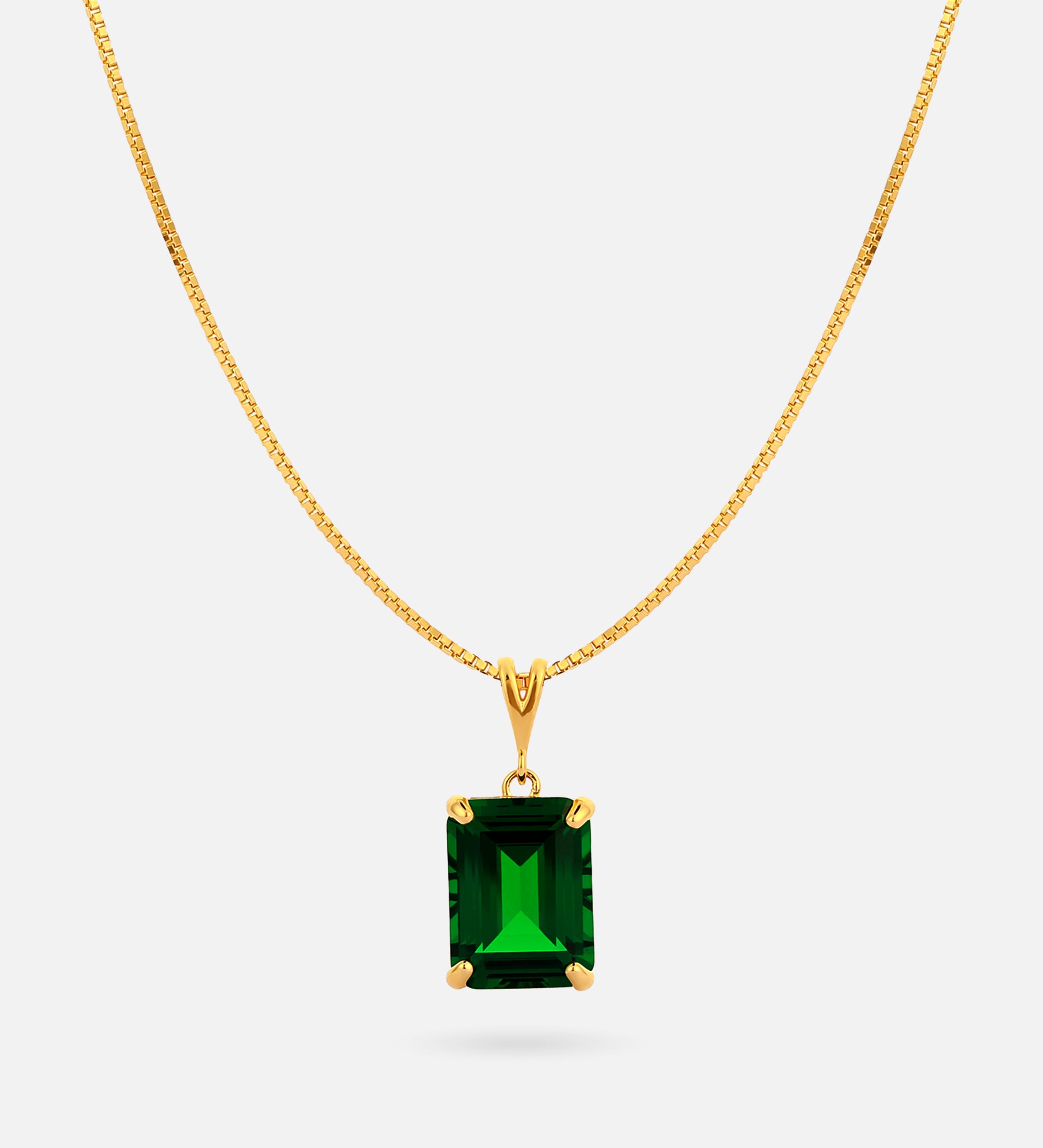 Emerald Cut Pendant Necklace in 18k Gold Plating on 925 Silver - Ash & Harry