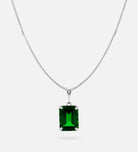 Emerald Cut Pendant Necklace in Rhodium Plating on 925 Silver - Ash & Harry