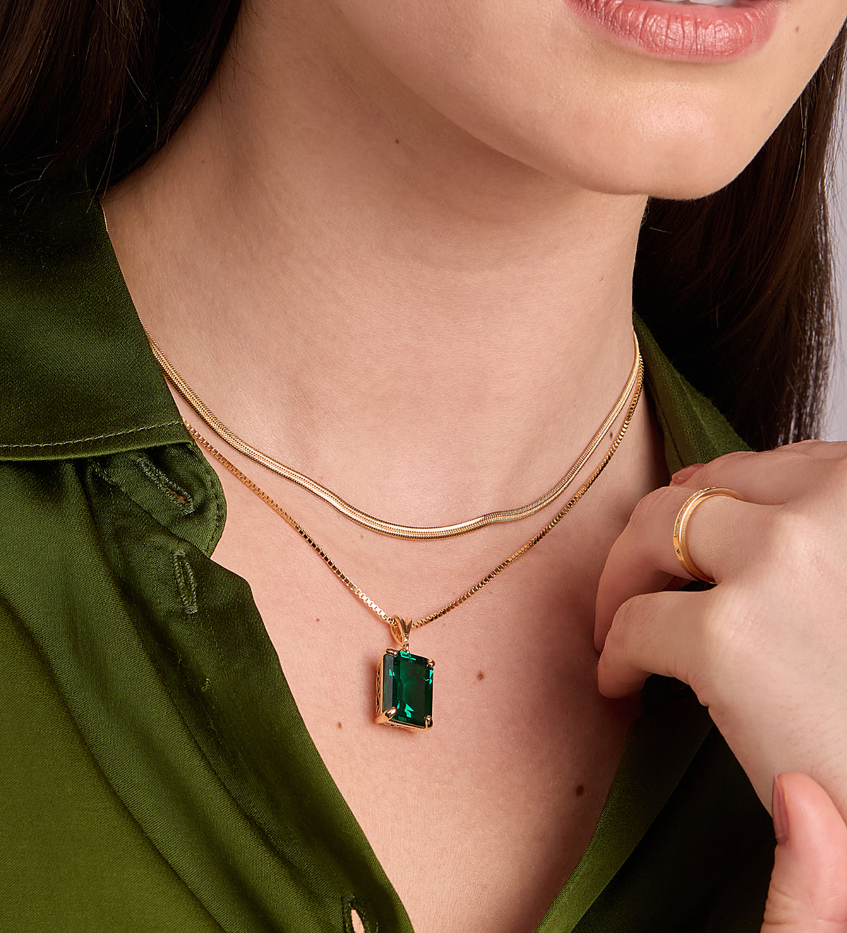 Emerald Cut Pendant Necklace in 18k Gold Plating on 925 Silver - Ash & Harry