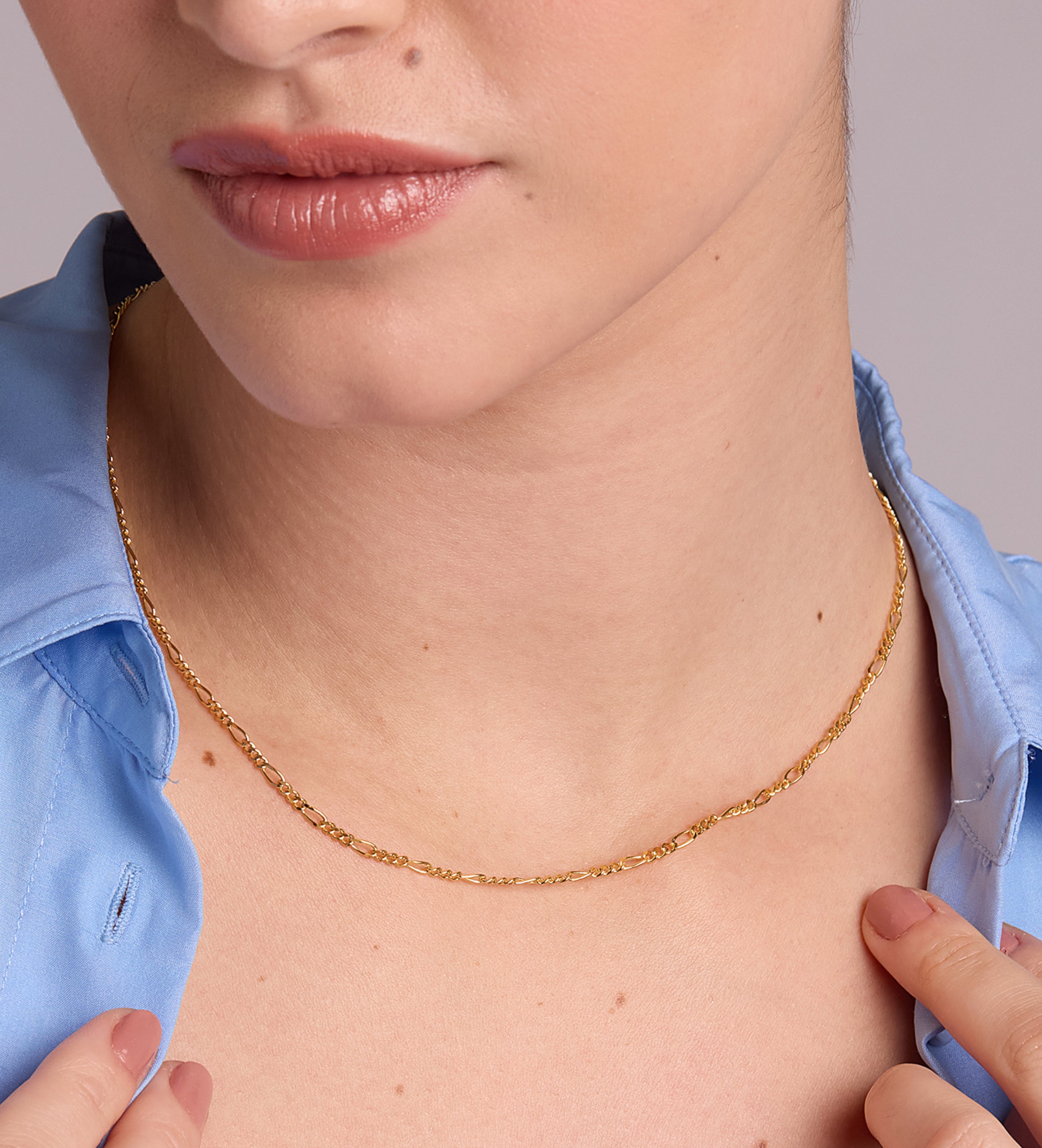 Figaro Chain Necklace in 18k Gold Plating on 925 Silver - Ash & Harry