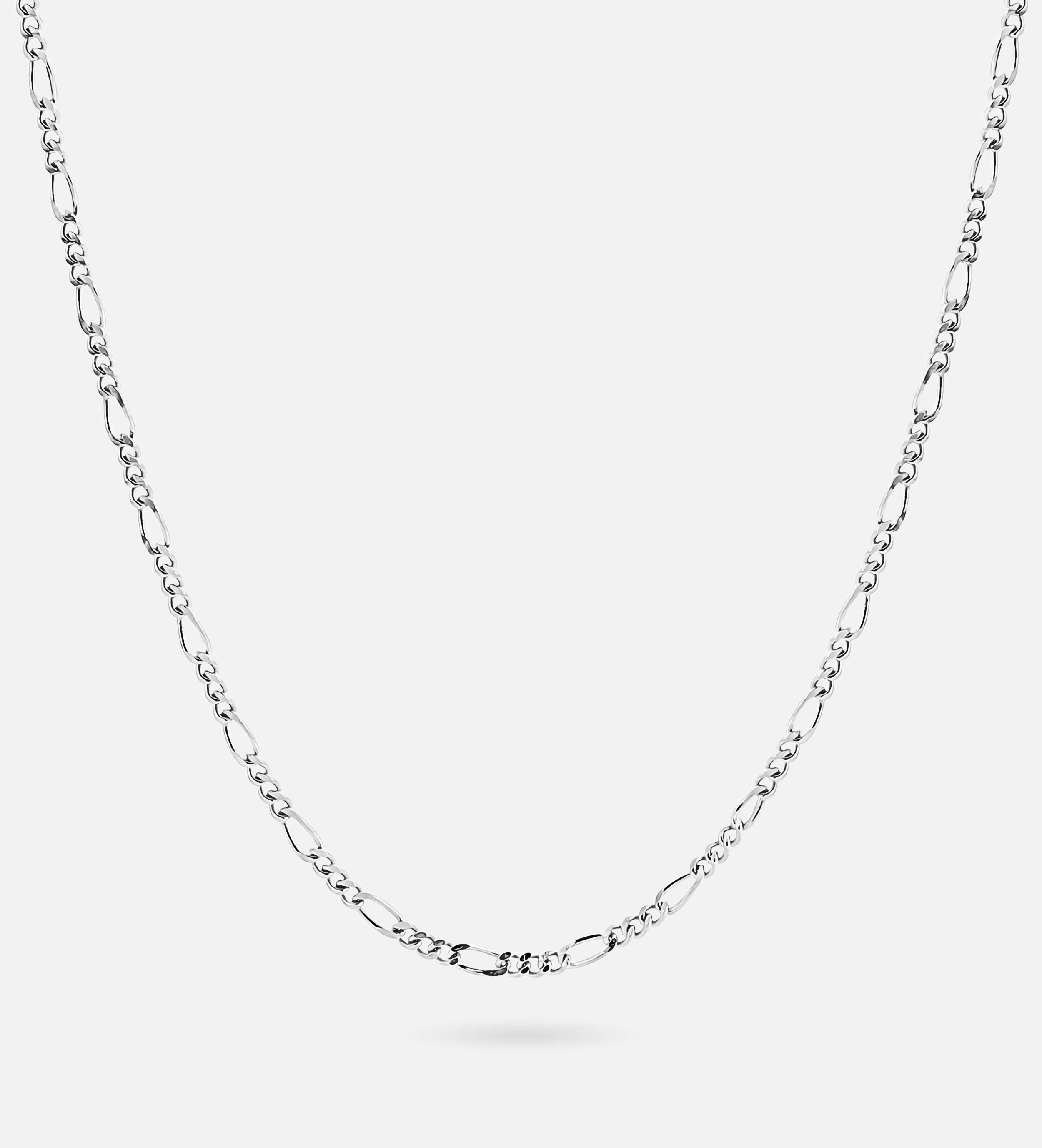 Figaro Chain Necklace in Rhodium Plating on 925 Silver - Ash & Harry