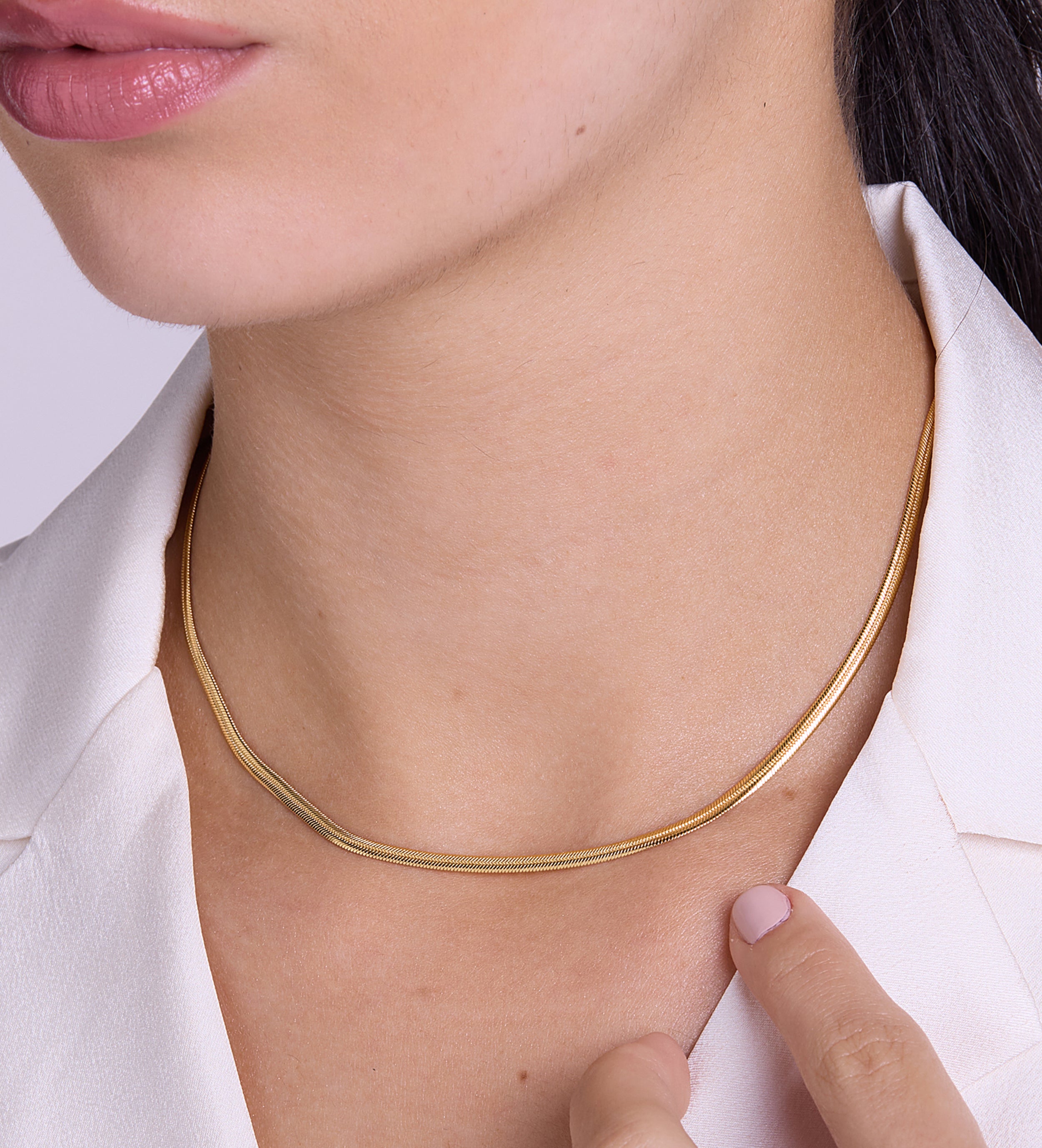 Herringbone Necklace in 18k Gold Plating on 925 Silver - Ash & Harry