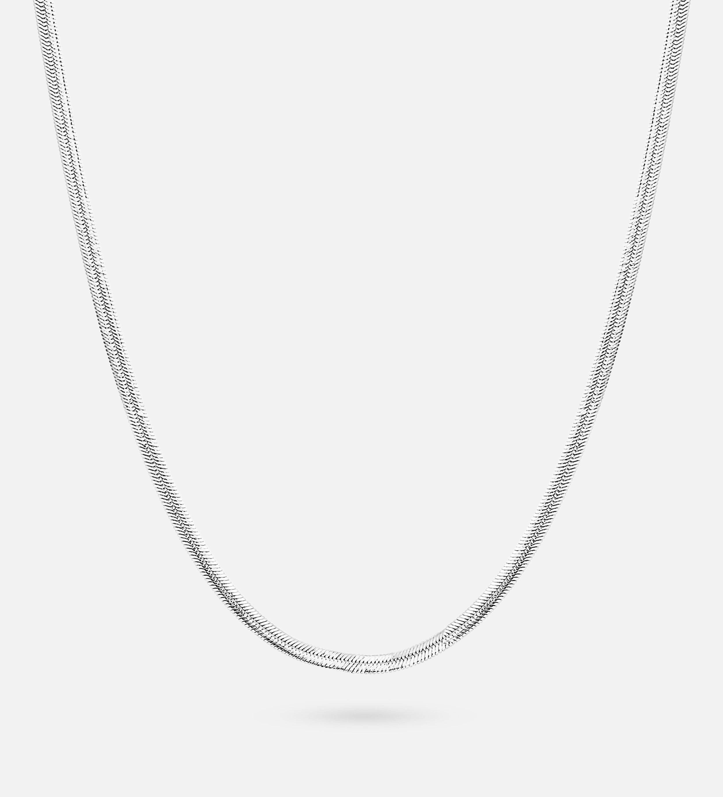 Herringbone Necklace in Rhodium Plating on 925 Silver - Ash & Harry