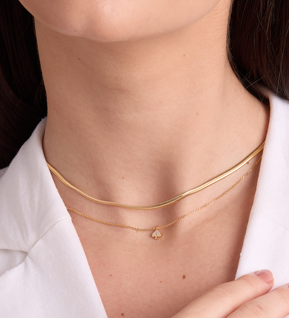 Herringbone Necklace in 18k Gold Plating on 925 Silver - Ash & Harry