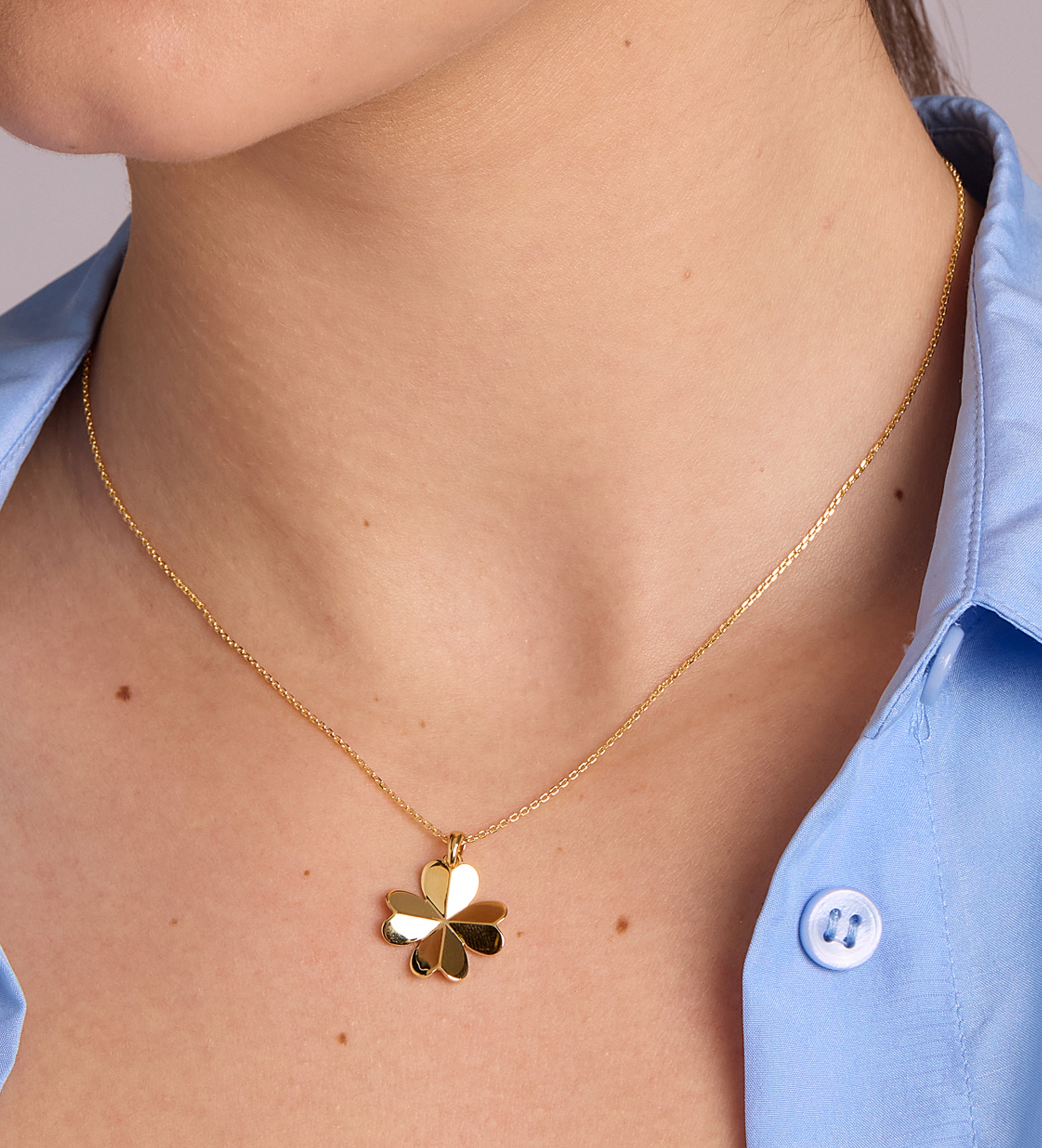 Origami Heart Clover Necklace in 18k Gold Plating on 925 Silver - Ash & Harry