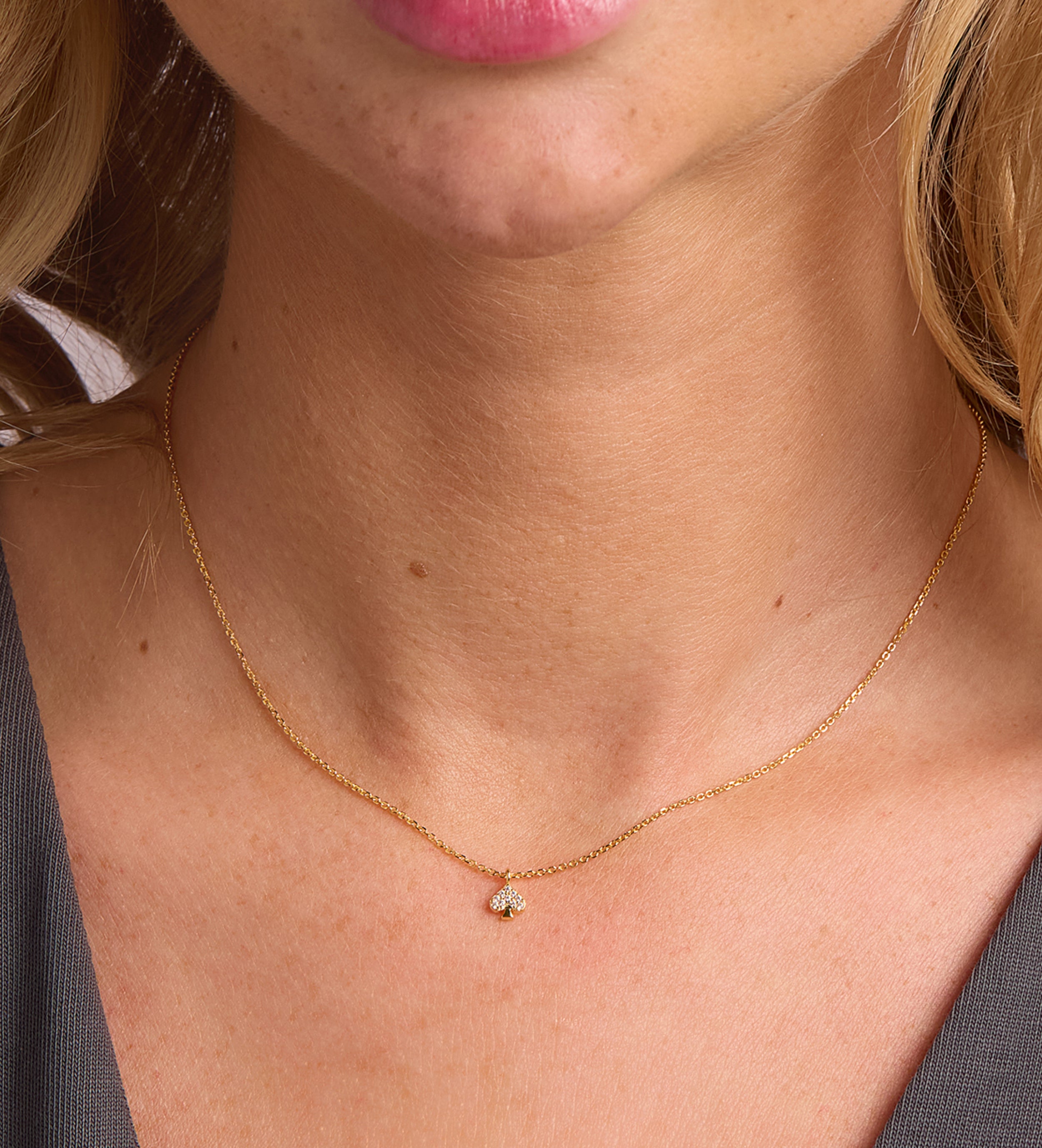 Pave Spade Necklace in 18k Gold Plating on 925 Silver - Ash & Harry