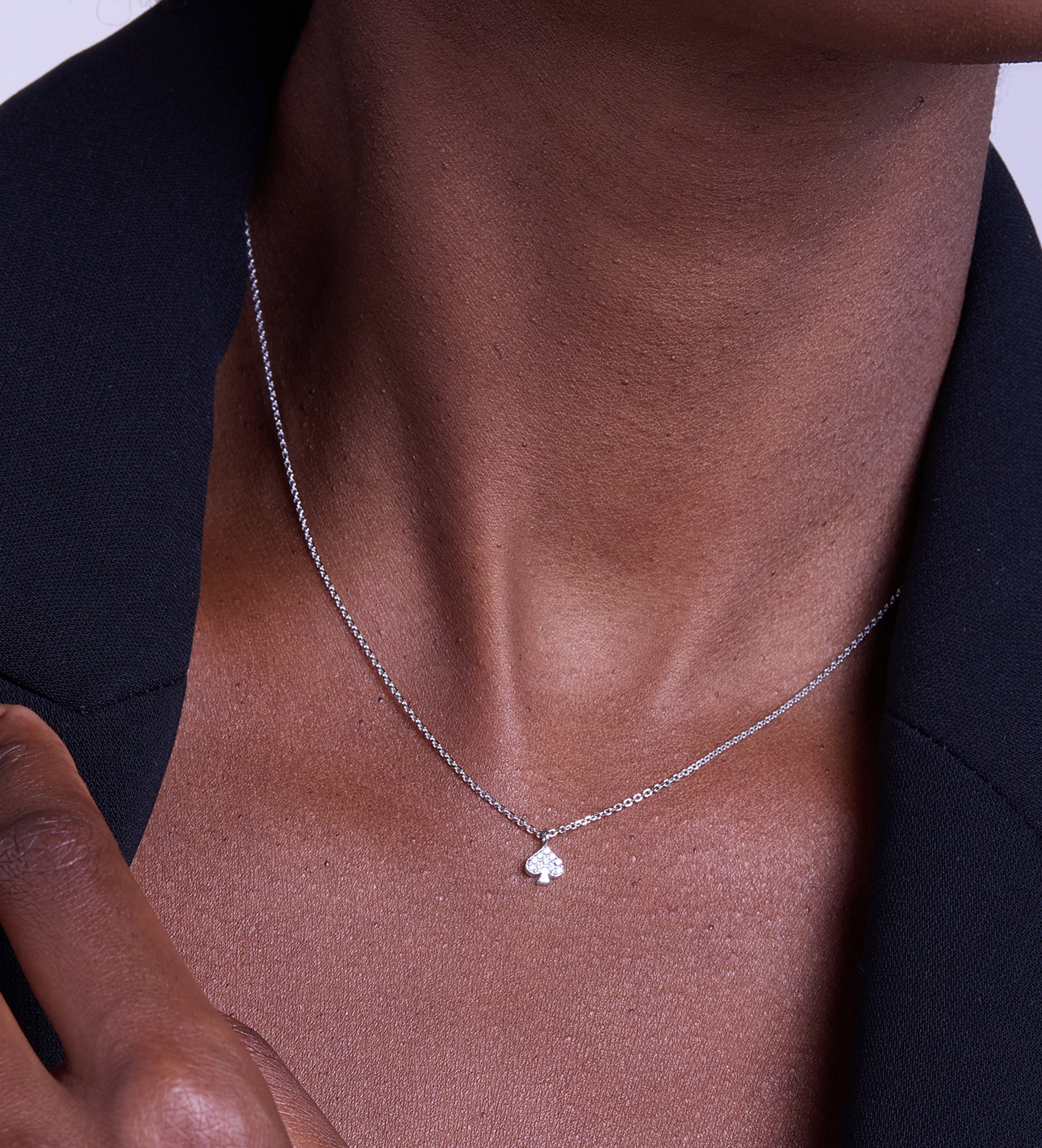 Pave Spade Necklace in Rhodium Plating on 925 Silver - Ash & Harry